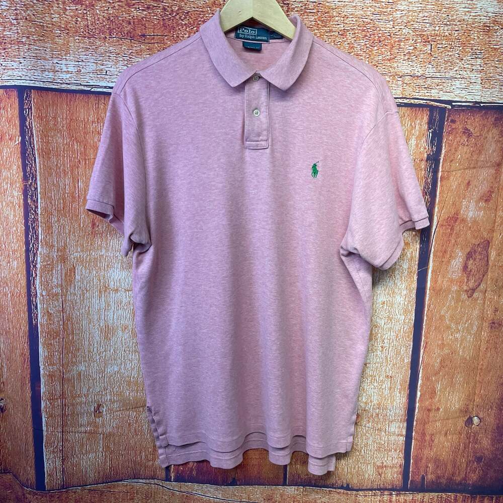 Polo Ralph Lauren Men's Pink Custom Fit Short Sleeve Polo Shirt Size L